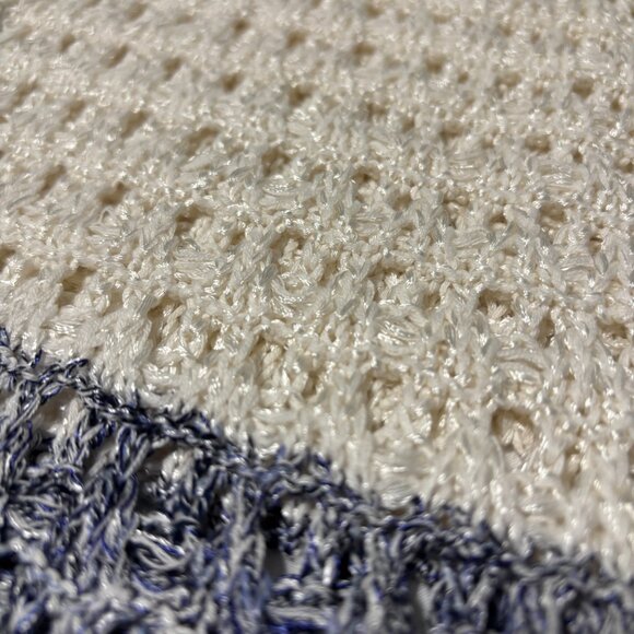 Chico’s Open Knit Ombre Sleeveless Cardigan‎ Vest Blue Gray Cream Medium/Large - Picture 12 of 12